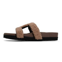 Roam - Women's Fuzzy Cuff Sandal - beige - sandals - shoes