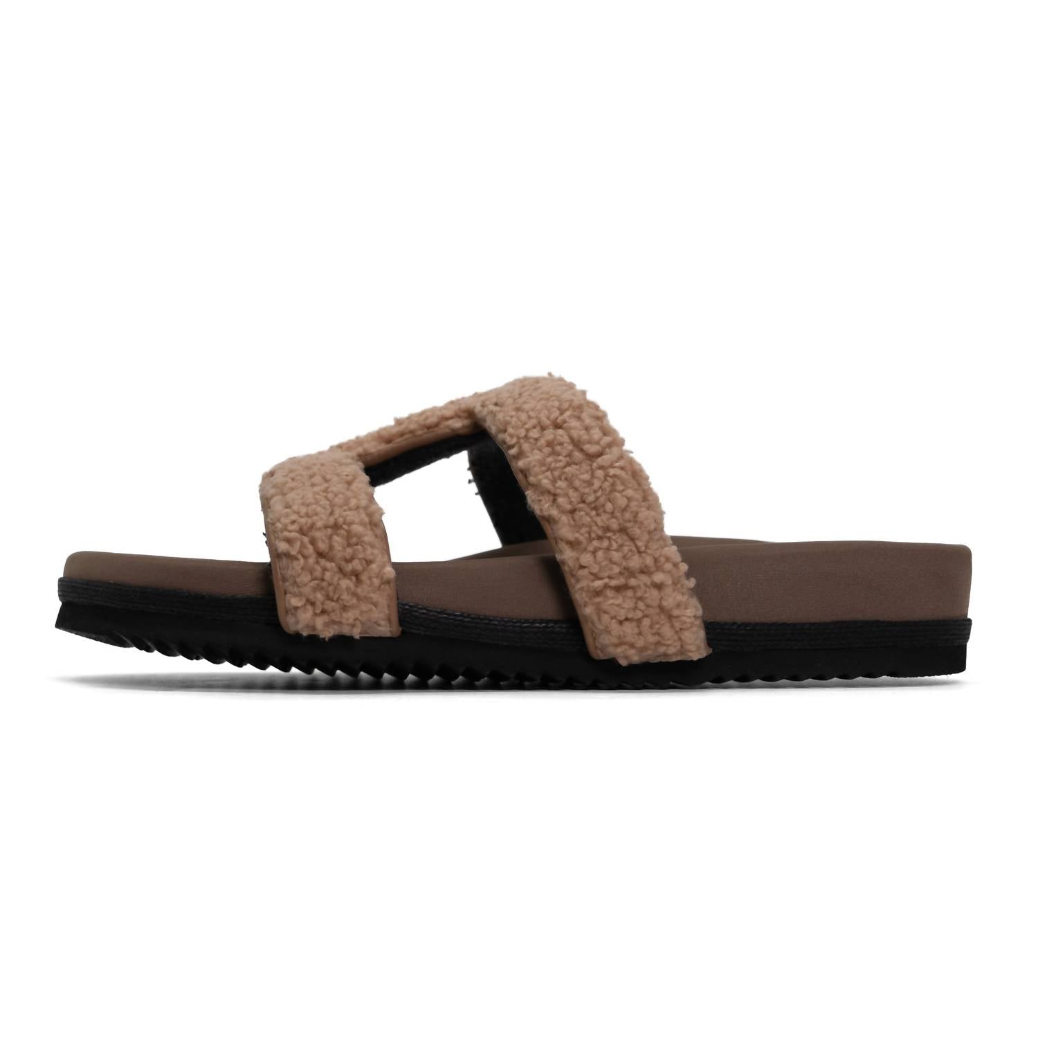 Roam - Women's Fuzzy Cuff Sandal - beige - sandals - shoes