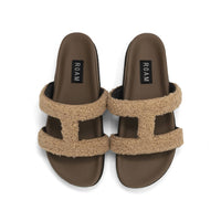 Roam - Women's Fuzzy Cuff Sandal - beige - sandals - shoes
