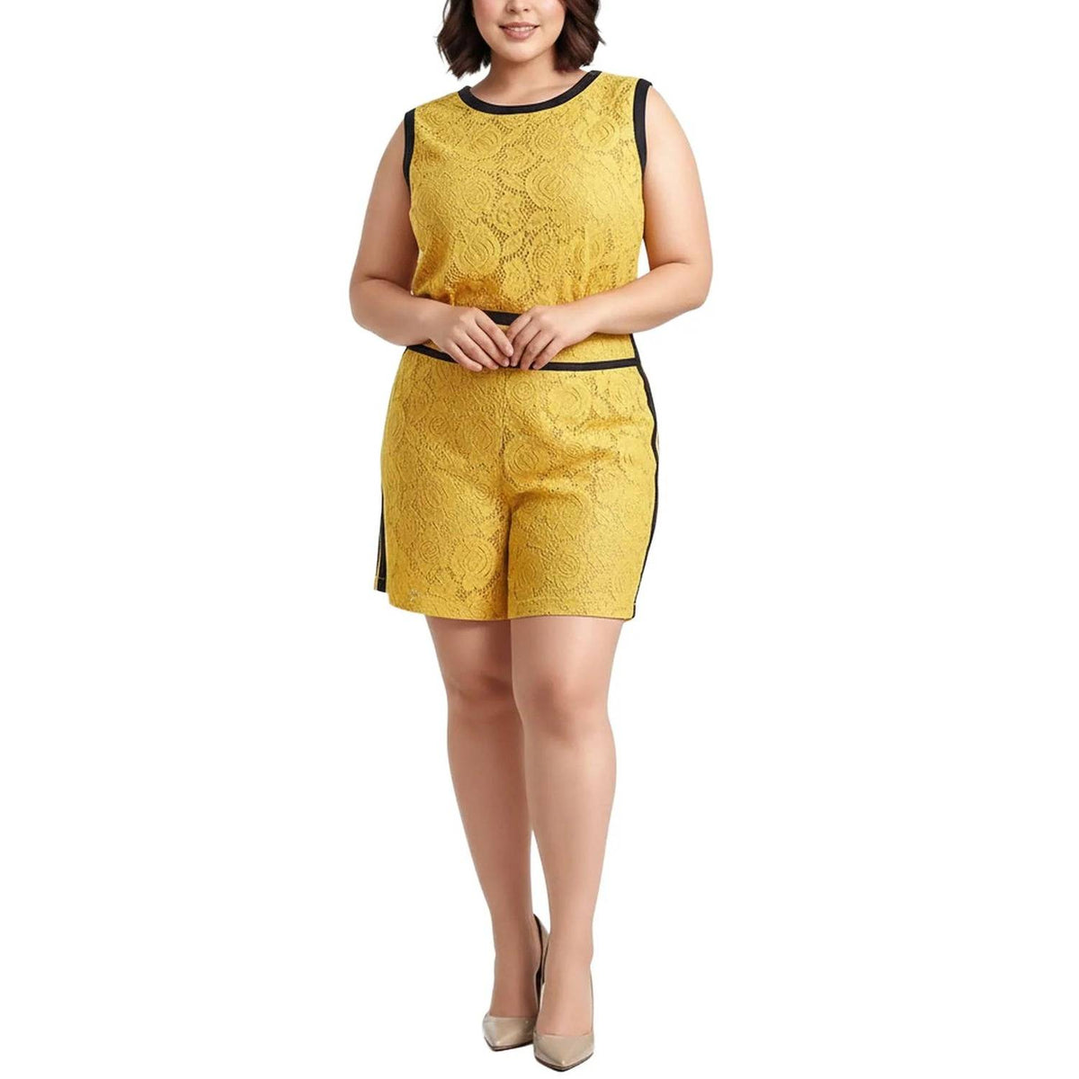 Robin K - Floral Lace Sleeveless Top - Plus