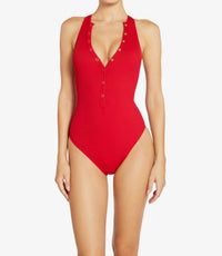 Robin Piccone - Amy High Neck One Piece - clothing - one - pieces - red
