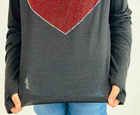 Rock Candy - Girl's Sequin Heart Long Sleeve Tee - black - clothing - graphic