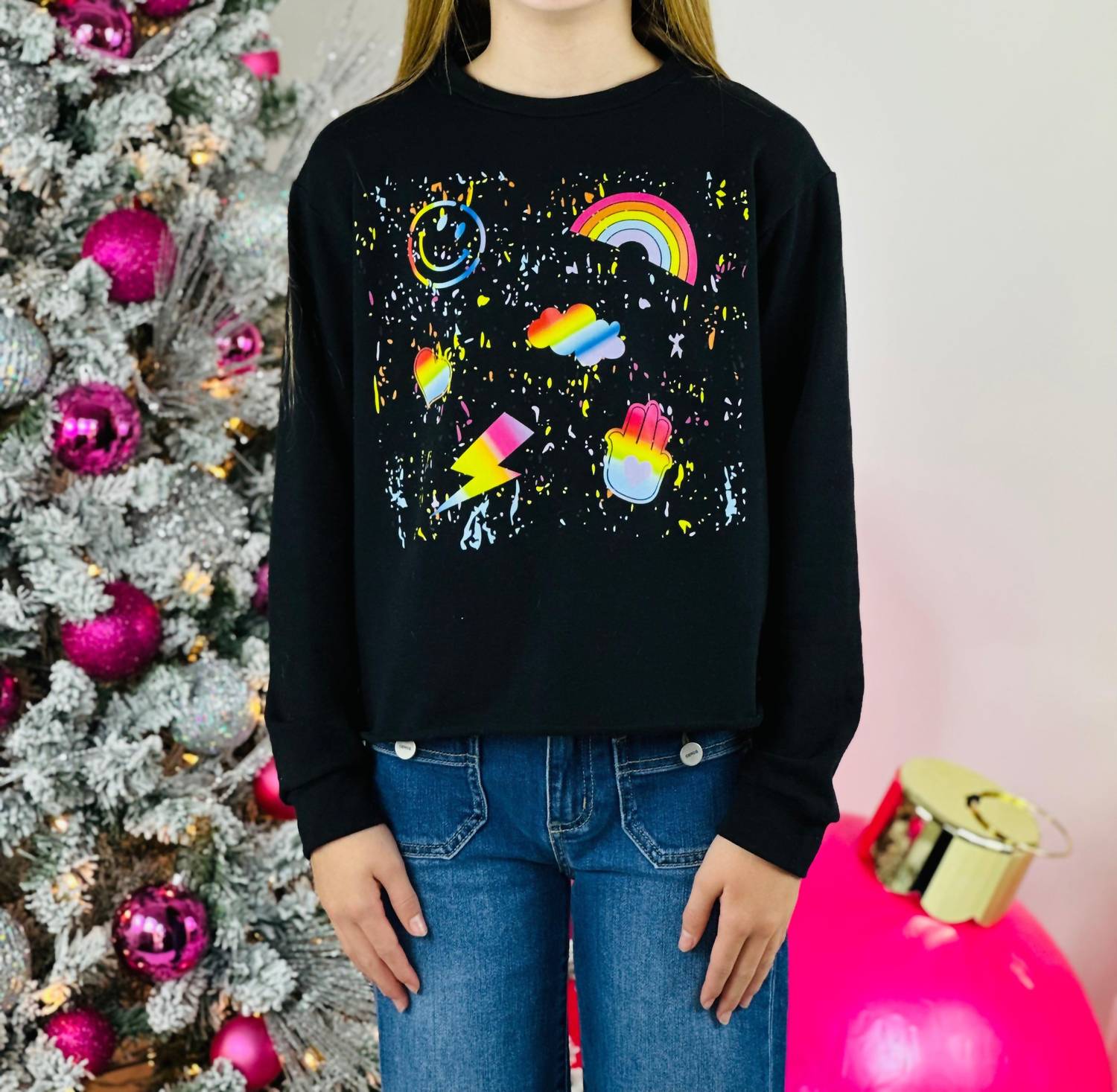 Rock Candy - Girl's Splatter Icon Sweatshirt - black - clothing - graphic