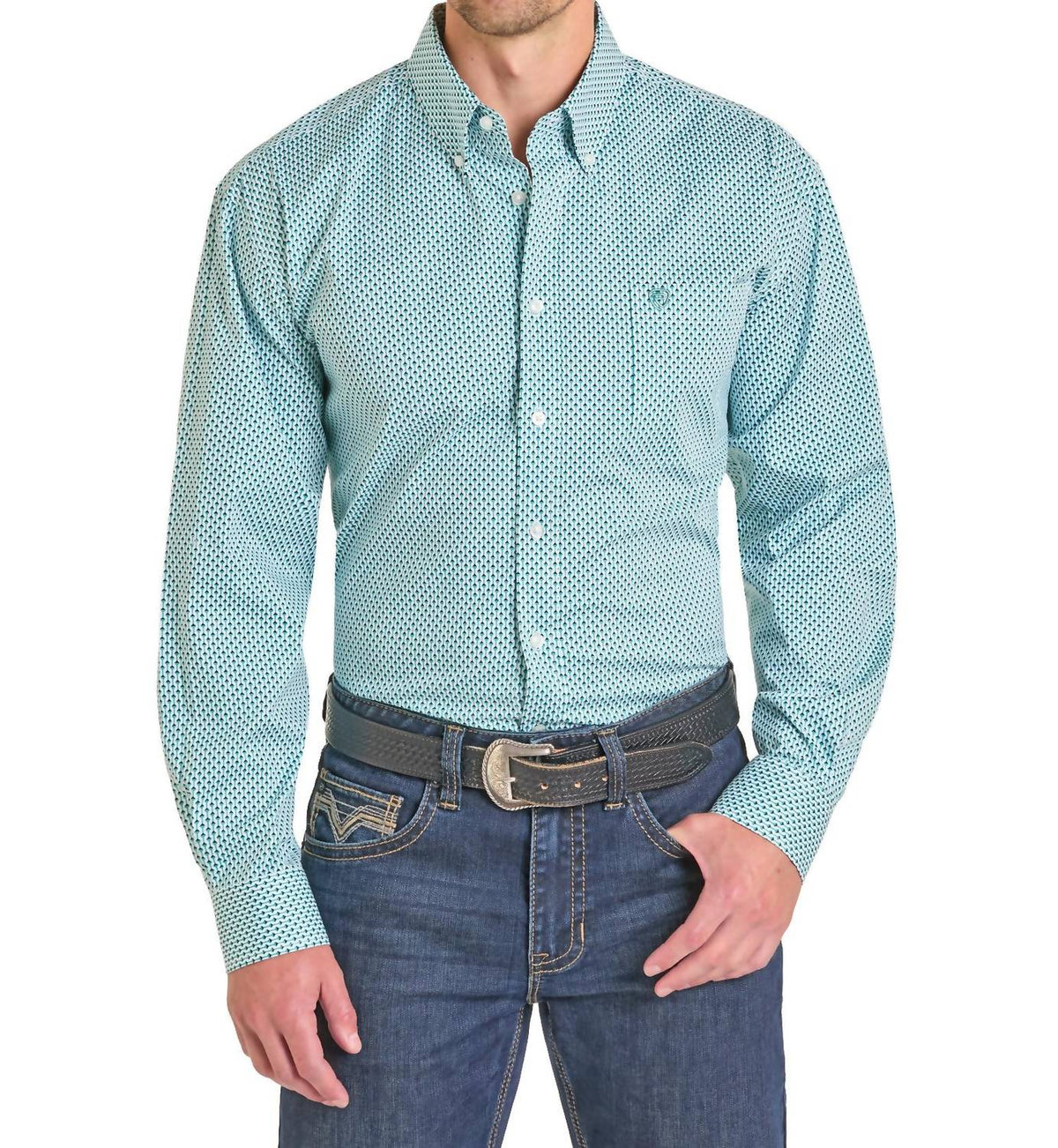 Rock & Roll Denim - Geo Print Button Down Shirt
