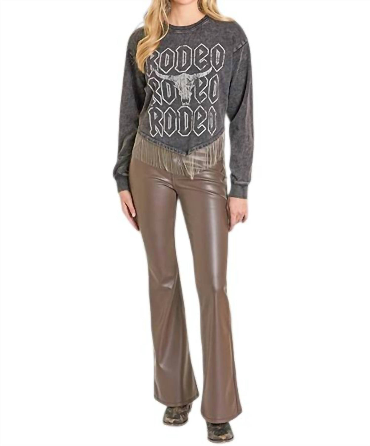 Rock & Roll Denim - Graphic Pullover T Shirt With Rhinestones