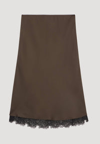 Rohe - Lace - trimmed Silk Skirt - brown - clothing - knee - length - skirts