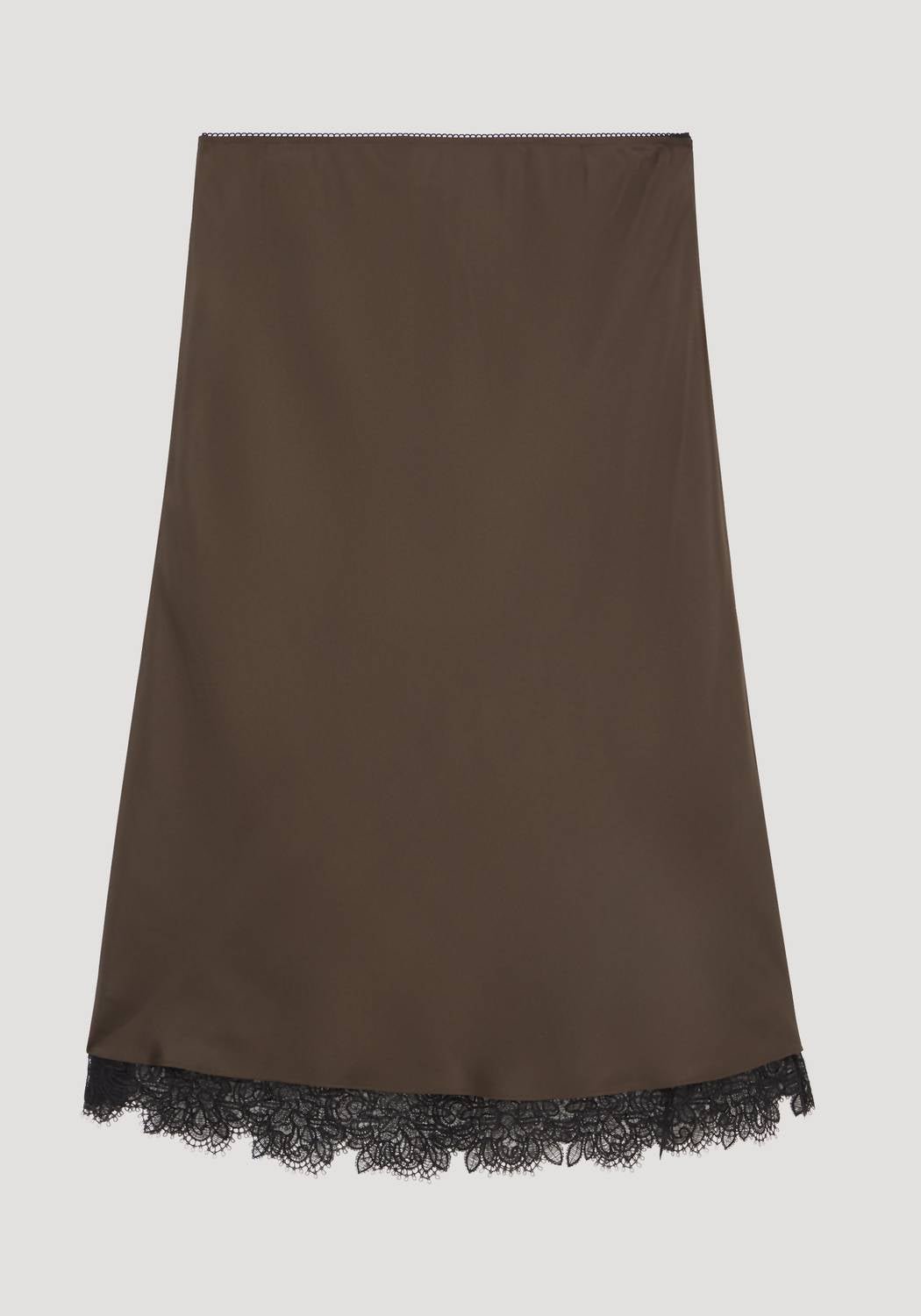 Rohe - Lace - trimmed Silk Skirt - brown - clothing - knee - length - skirts