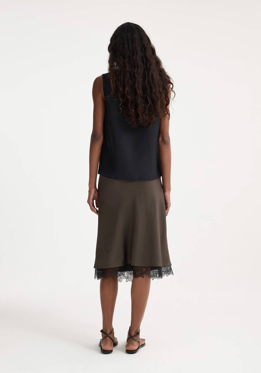 Rohe - Lace - trimmed Silk Skirt - brown - clothing - knee - length - skirts