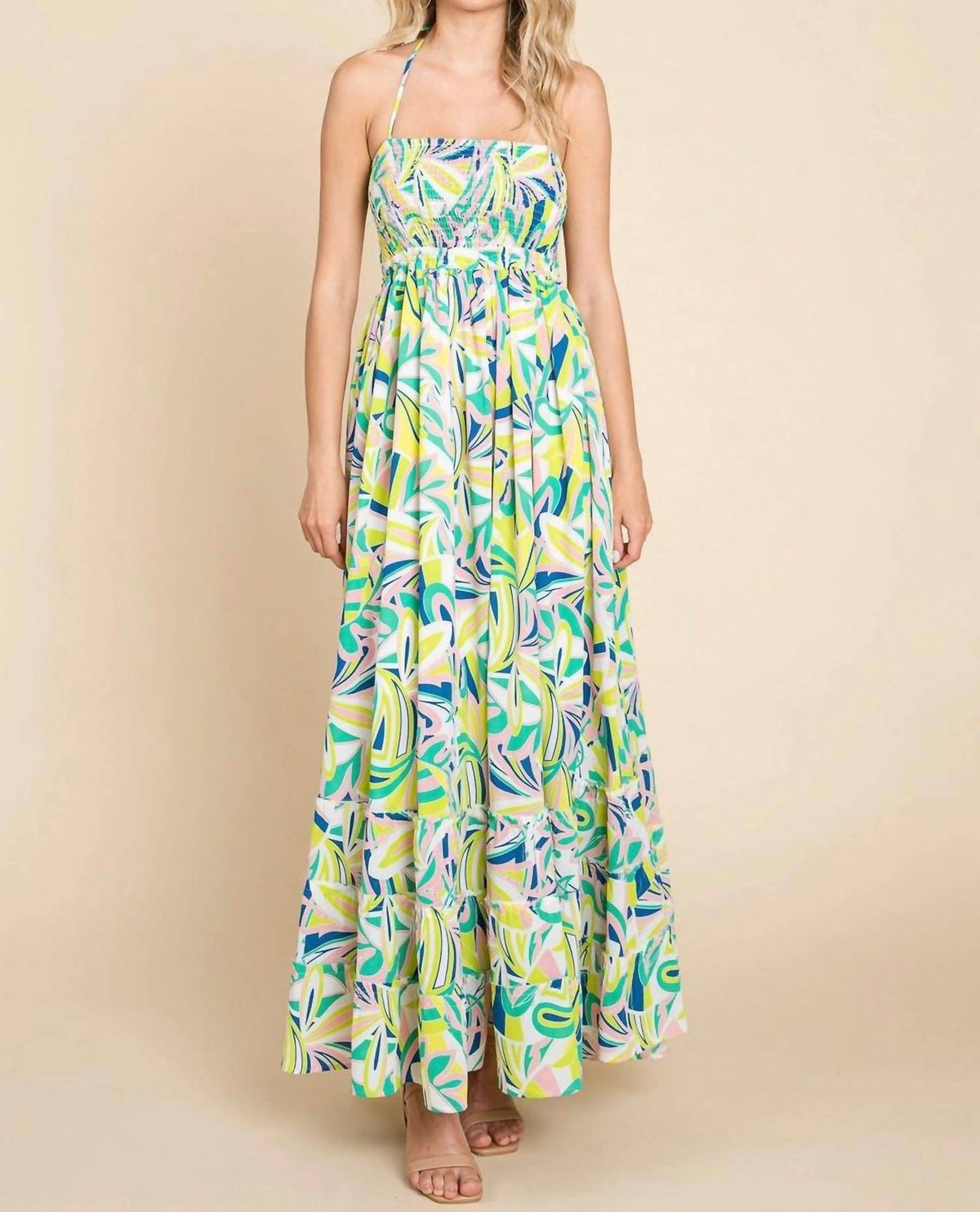 Rolypoly - Floral Halter Cami Sun Maxi Dress
