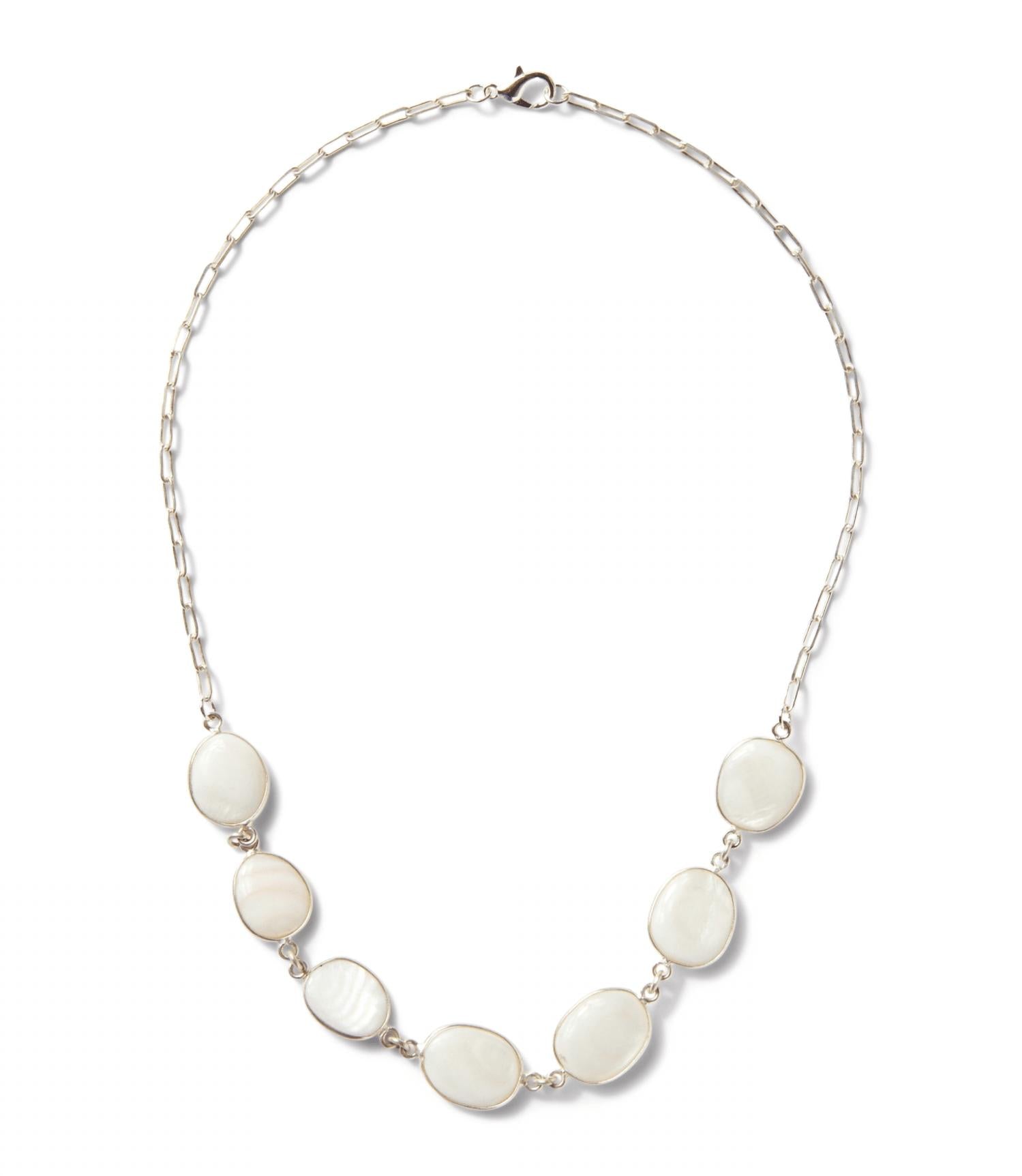 Ronda Smith - Mother Of Pearl Station Necklace - jewelry - necklaces - silver