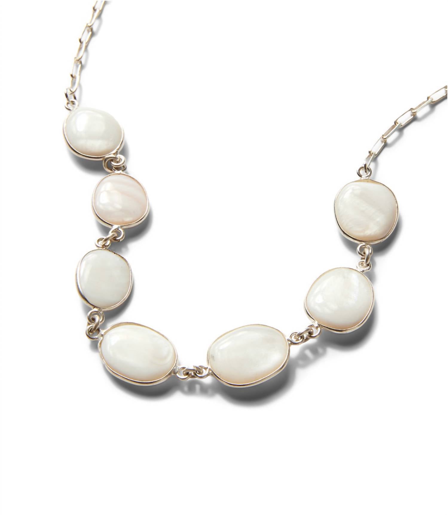 Ronda Smith - Mother Of Pearl Station Necklace - jewelry - necklaces - silver