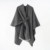 Rosa Clothing - Asymmetrical Plain Chilly Ruana Wrap
