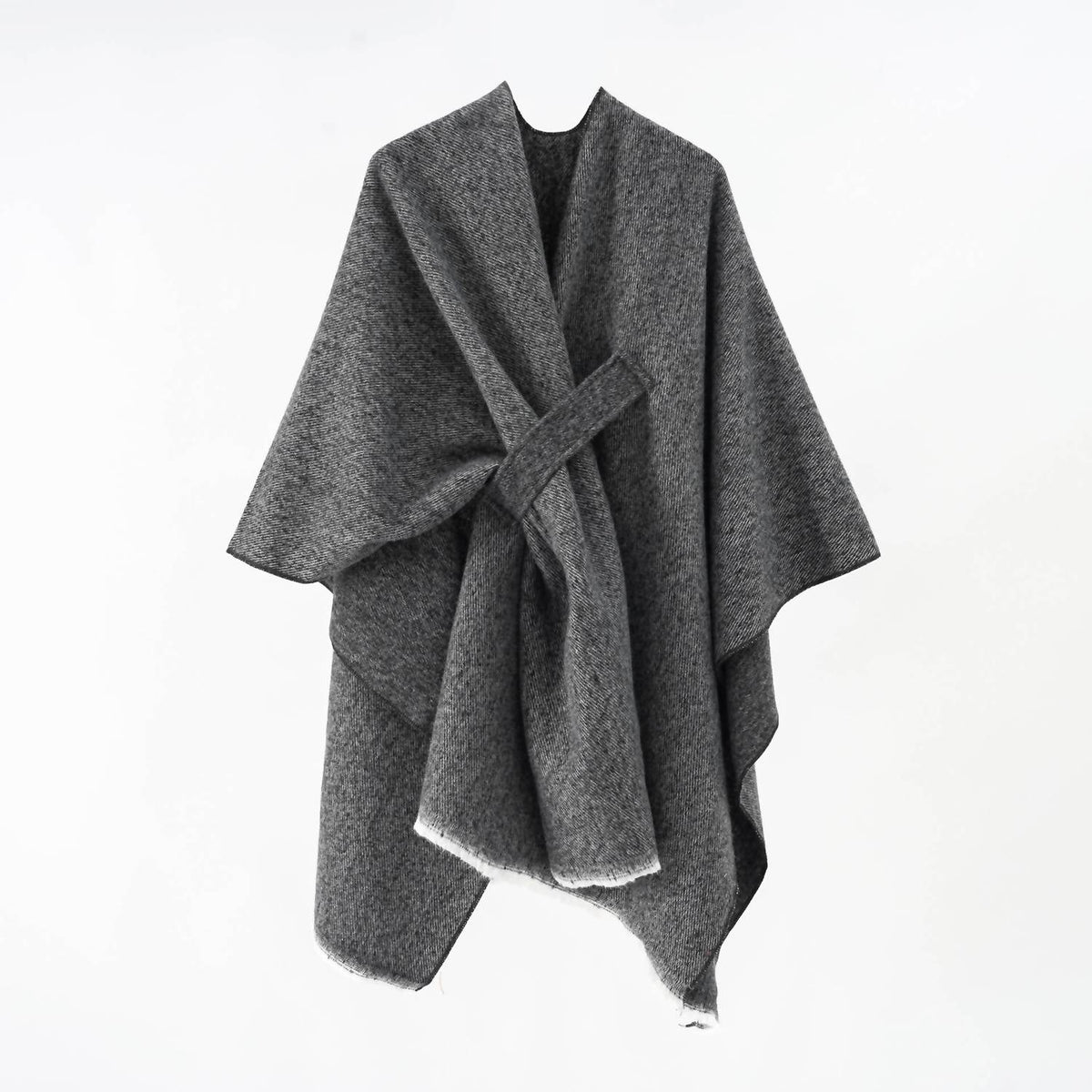 Rosa Clothing - Asymmetrical Plain Chilly Ruana Wrap