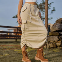 Rosa Clothing - Drawstring Elasticated Waistband Cargo Skirt