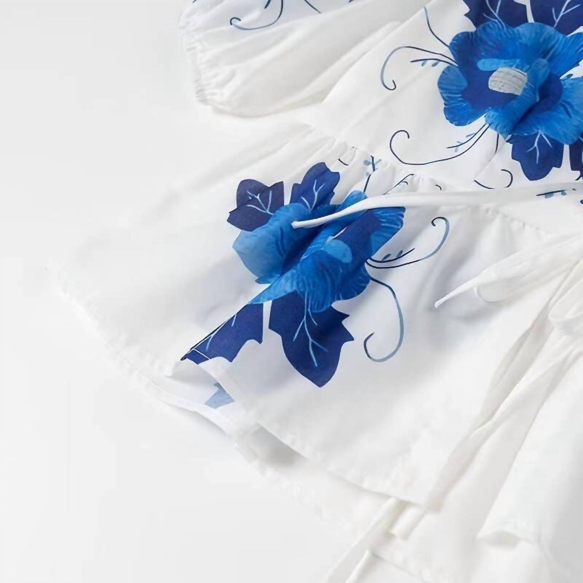 Rosa Clothing - Floral Front Tie Blouse