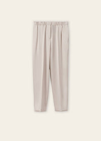 Rosso35 - Cuffed Capri Pants With Elastic Waist - ankle - beige - clothing