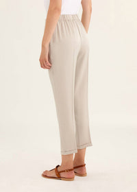 Rosso35 - Cuffed Capri Pants With Elastic Waist - ankle - beige - clothing