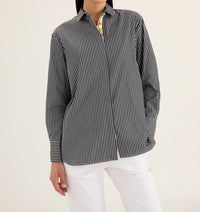 Rosso35 - Long Sleeve Shirt With Pleats In Printed Silk - black - button - down - shirts - clothing