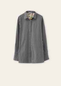 Rosso35 - Long Sleeve Shirt With Pleats In Printed Silk - black - button - down - shirts - clothing