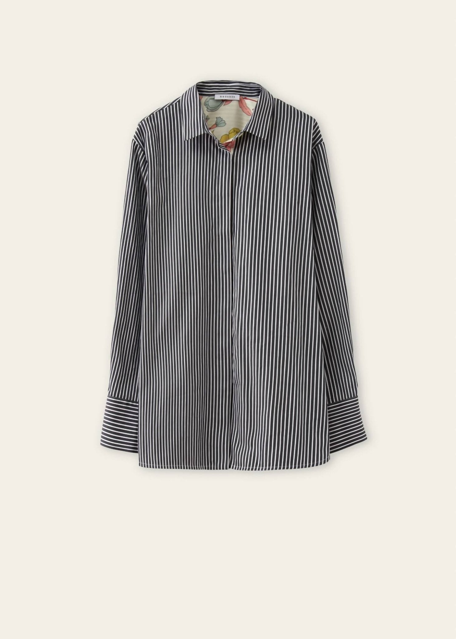 Rosso35 - Long Sleeve Shirt With Pleats In Printed Silk - black - button - down - shirts - clothing