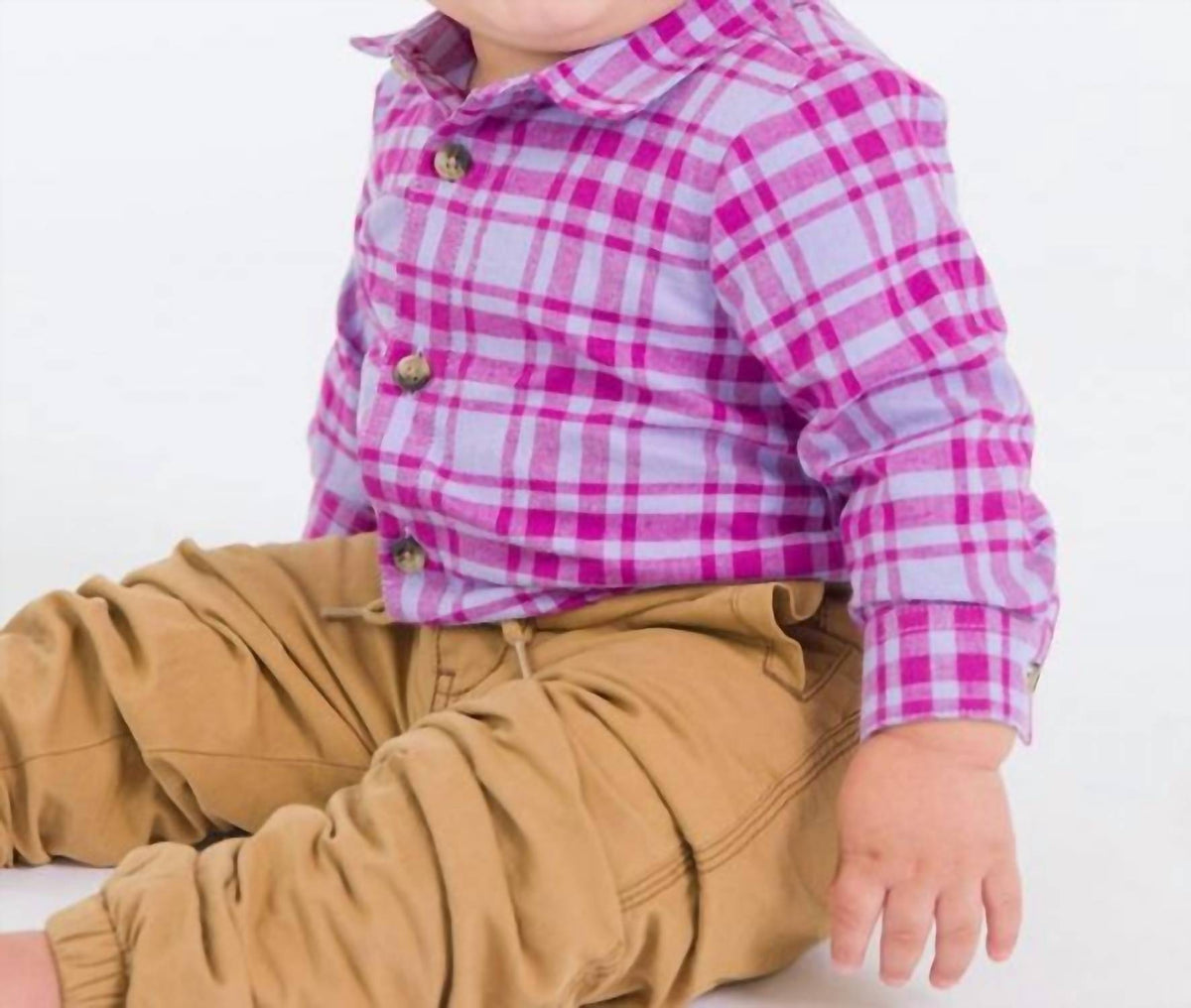 Rufflebutts - Boy's Harper Plaid Long Sleeve Button Down Bodysuit