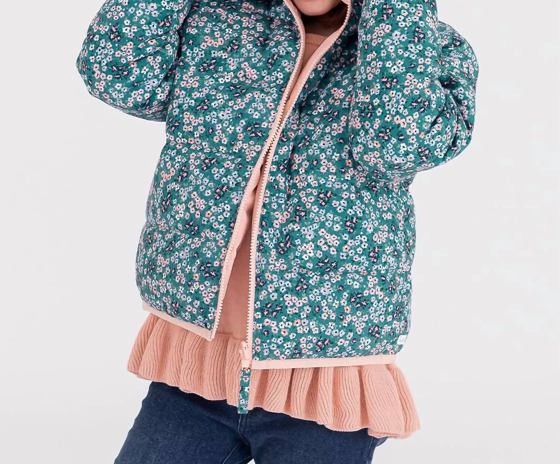 Rufflebutts - Girls Reversible Puffer Jacket - clothing - coats - floral
