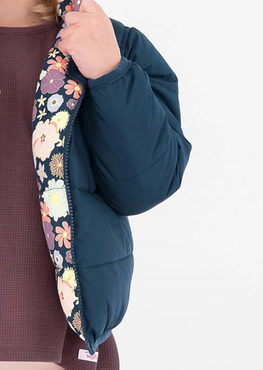 Rufflebutts - Girls Reversible Puffer Jacket - blue - clothing - coats