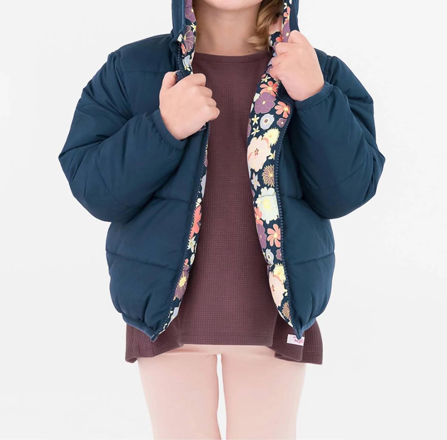 Rufflebutts - Girls Reversible Puffer Jacket - blue - clothing - coats