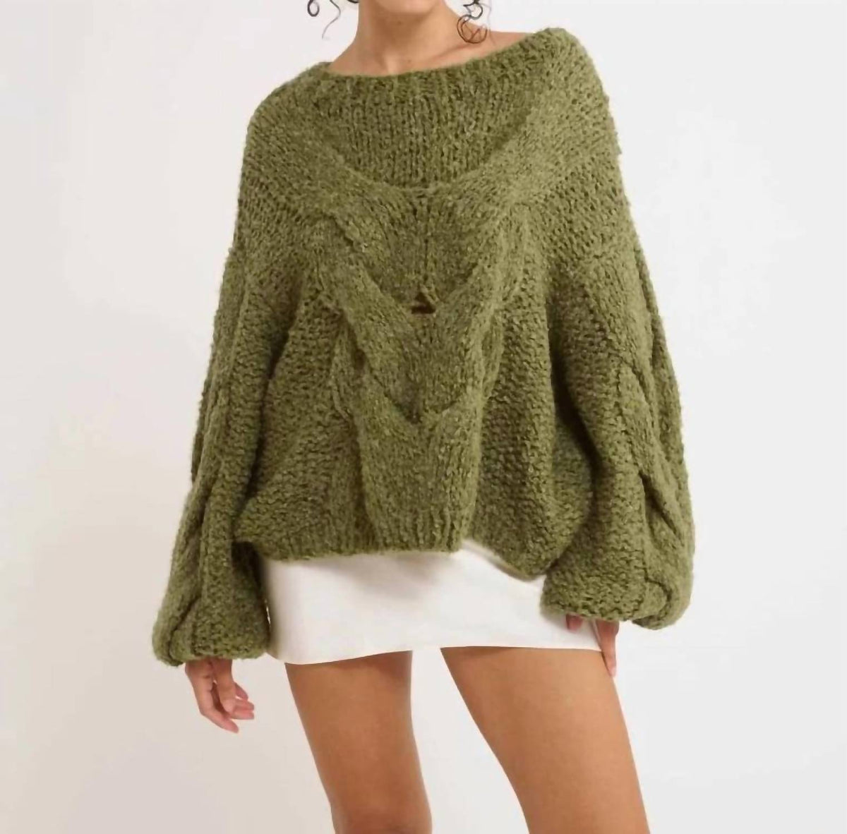 Rumored - Donna Cable Knit Sweater