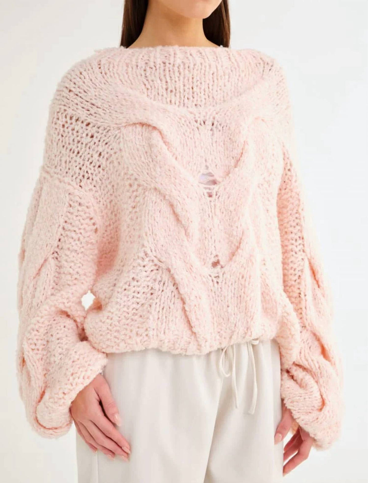 Rumored - Donna Cable Knit Sweater