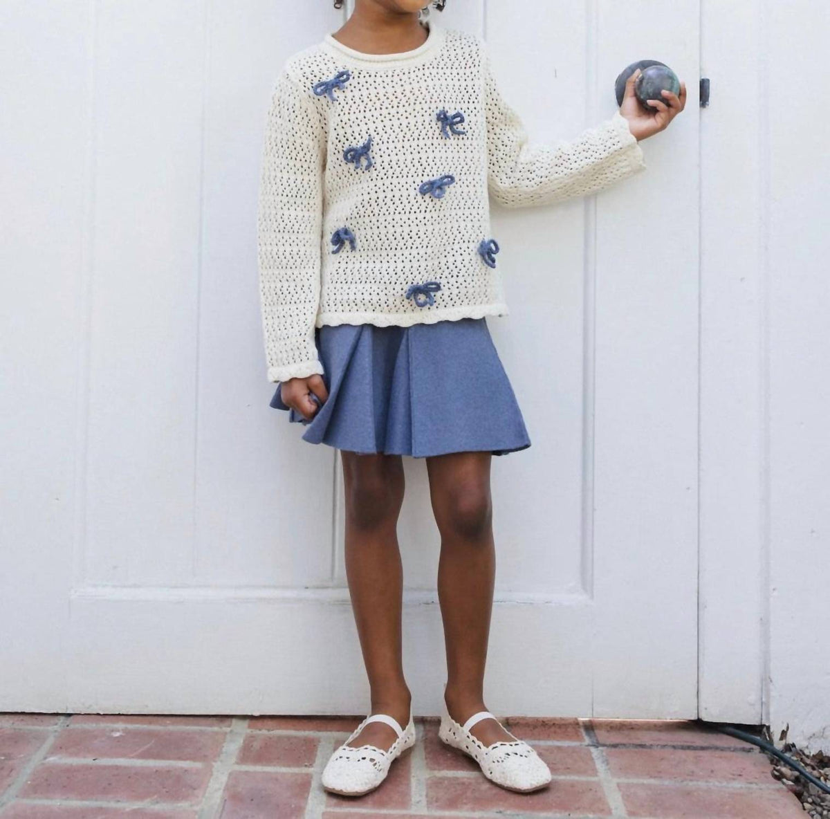 Rylee + Cru - Bow Crochet Knit Pullover