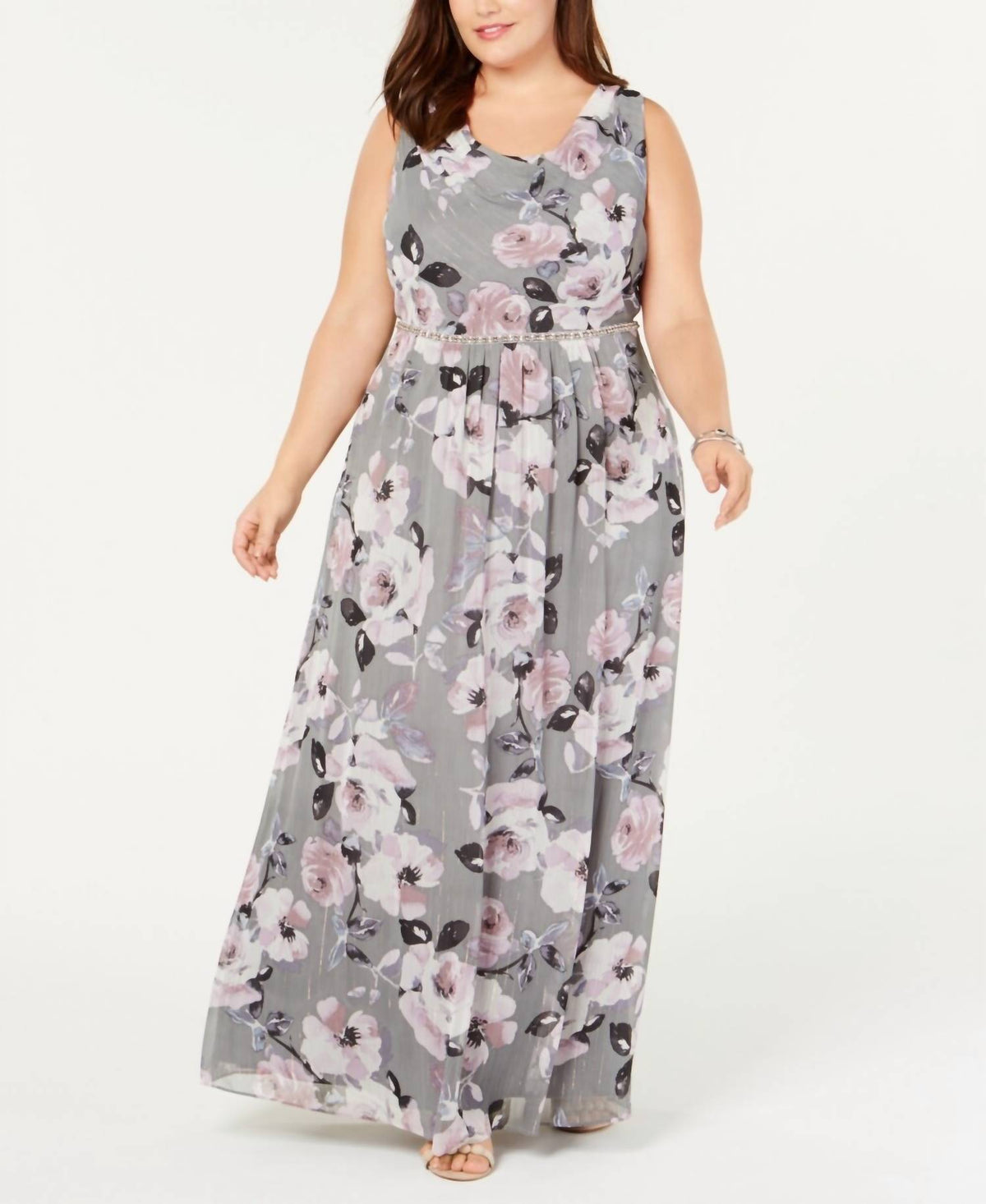 S.L. Fashions - Plus Size Floral Maxi Gown