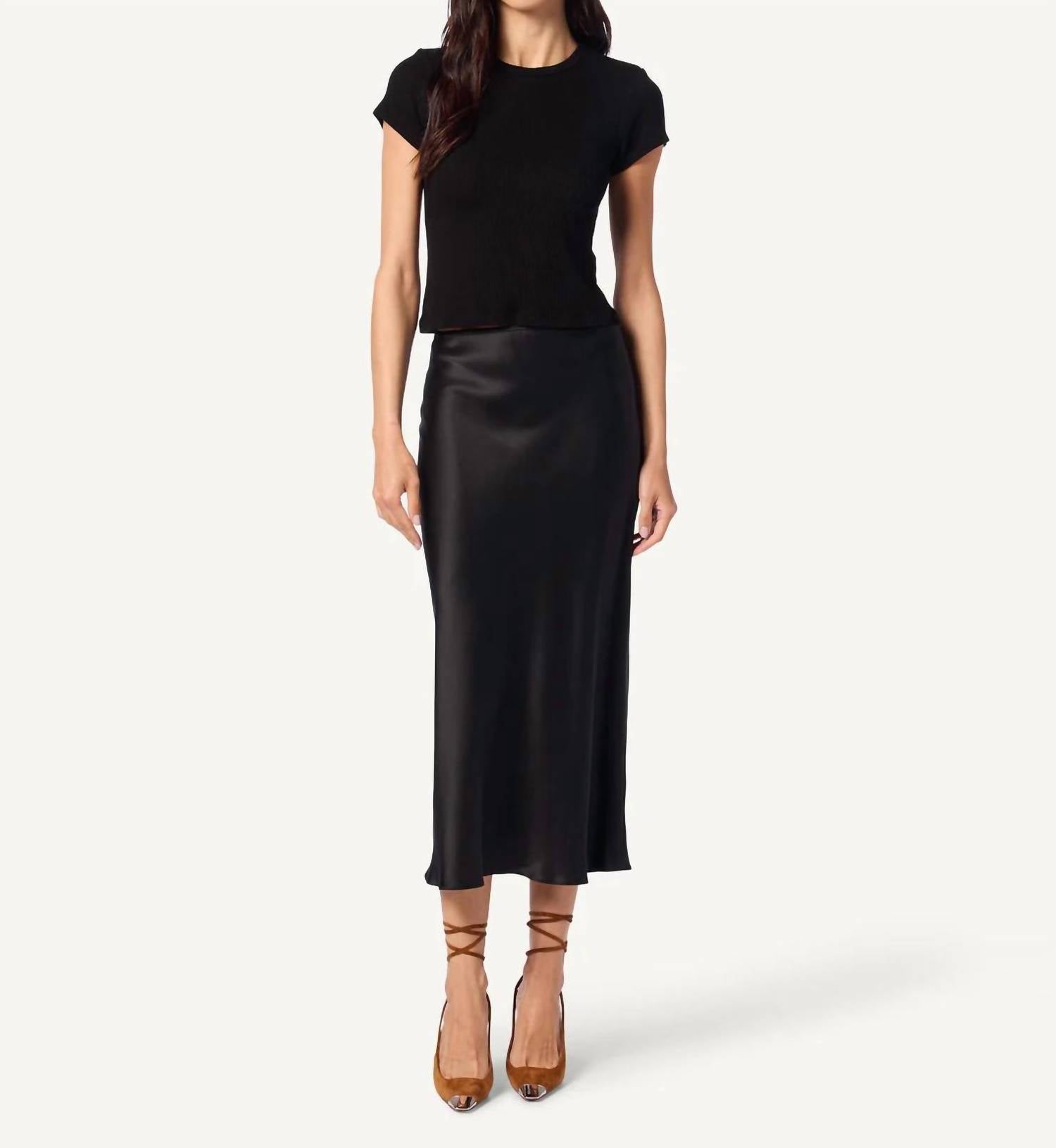 Sablyn - Miranda Bias Cut Pull On Skirt - black - clothing - knee - length - skirts