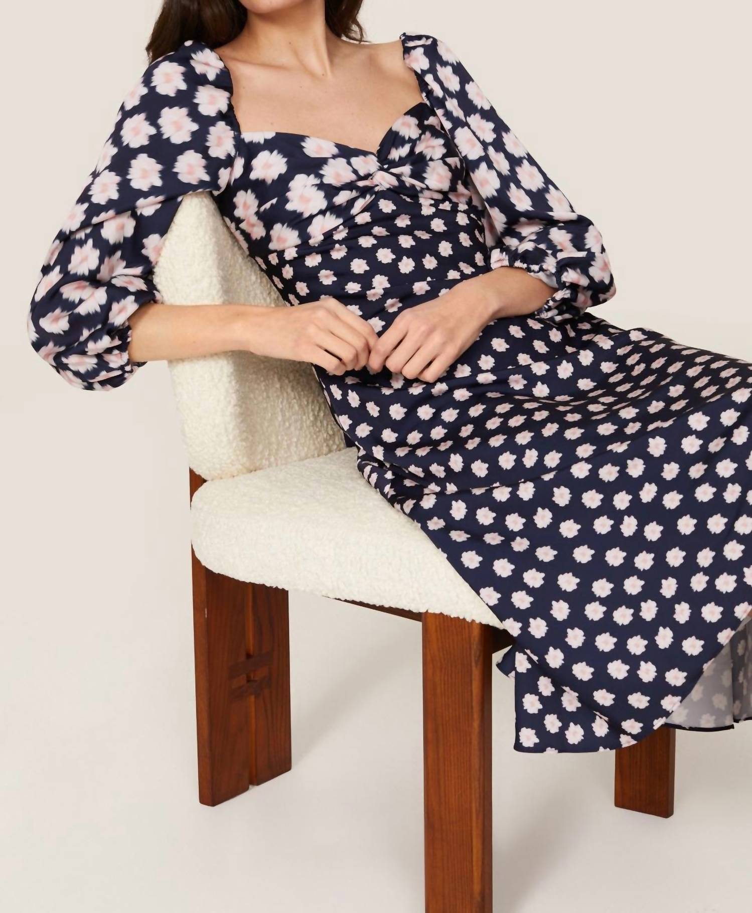 Sachin & Babi - Sachin & Babi Melody Floral Crepe Midi Dress Sz 10 $425 - blue - clothing - dresses