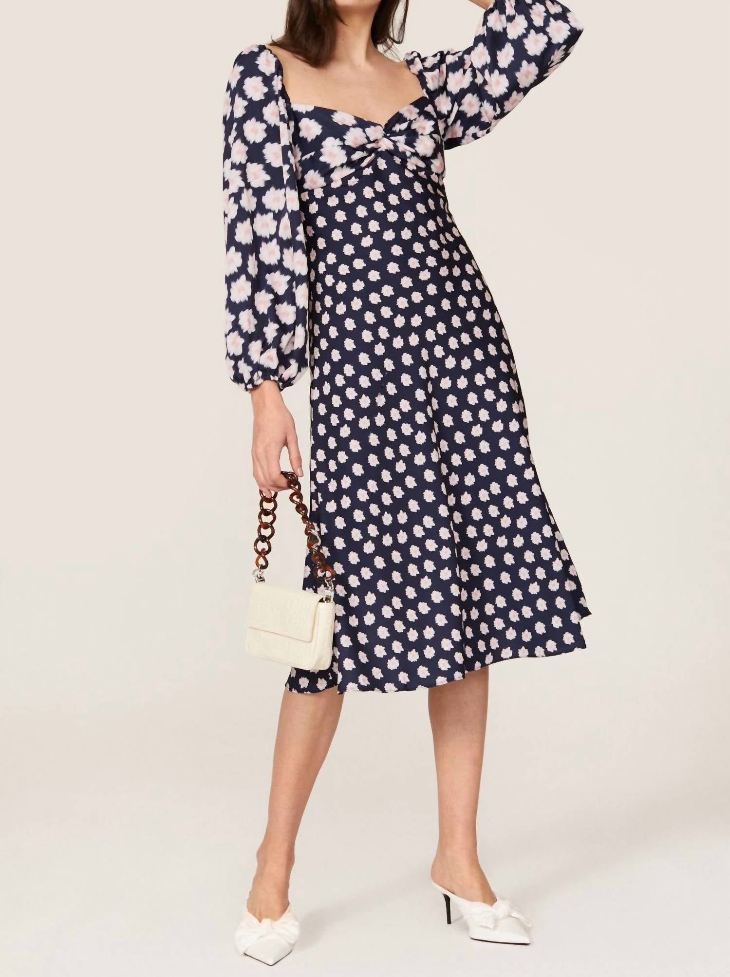 Sachin & Babi - Sachin & Babi Melody Floral Crepe Midi Dress Sz 10 $425 - blue - clothing - dresses