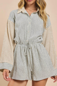 Sadie & Sage - In The Clouds Stripe Romper - clothing - green - jumpsuits