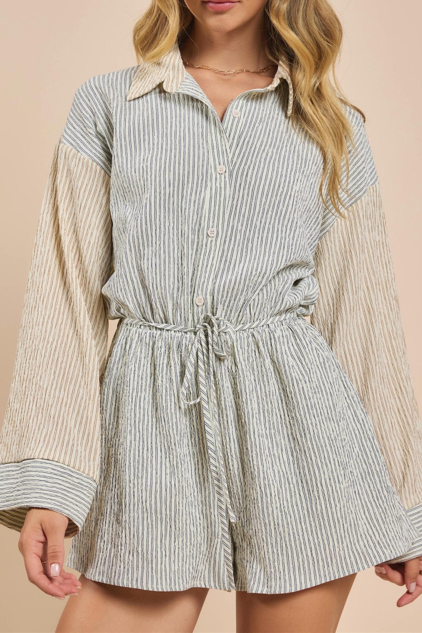 Sadie & Sage - In The Clouds Stripe Romper - clothing - green - jumpsuits