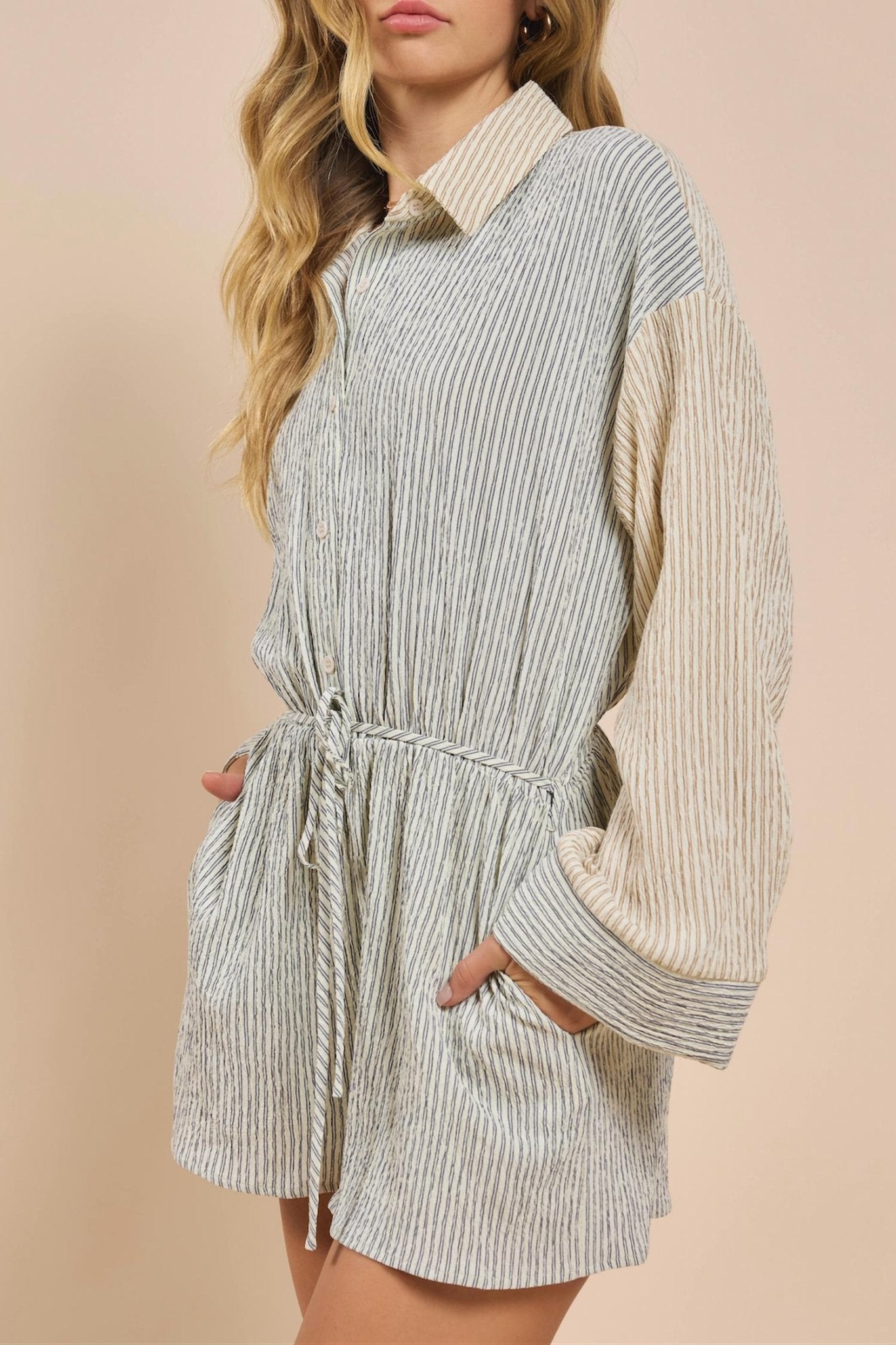 Sadie & Sage - In The Clouds Stripe Romper - clothing - green - jumpsuits