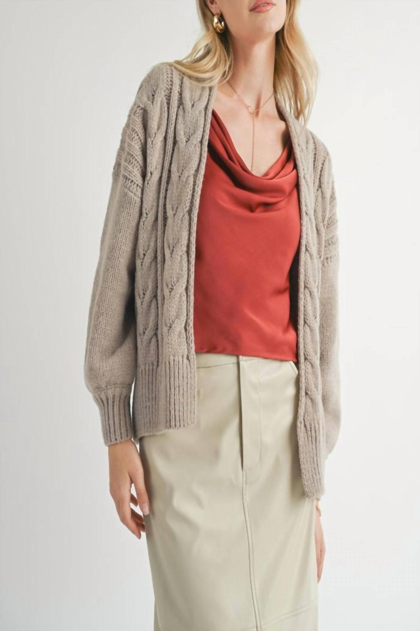 Sadie & Sage - Lorna Chunky Knit Cardigan - cardigans - clothing - grey