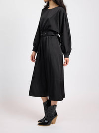 Sadie & Sage - Mood Boost Dolman Sleeve Belted Midi Dress - black - clothing - dresses