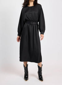 Sadie & Sage - Mood Boost Dolman Sleeve Belted Midi Dress - black - clothing - dresses
