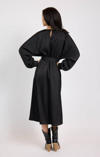 Sadie & Sage - Mood Boost Dolman Sleeve Belted Midi Dress - black - clothing - dresses
