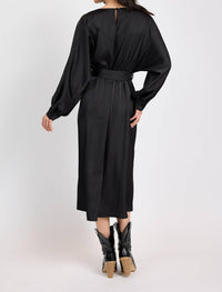 Sadie & Sage - Mood Boost Dolman Sleeve Belted Midi Dress - black - clothing - dresses