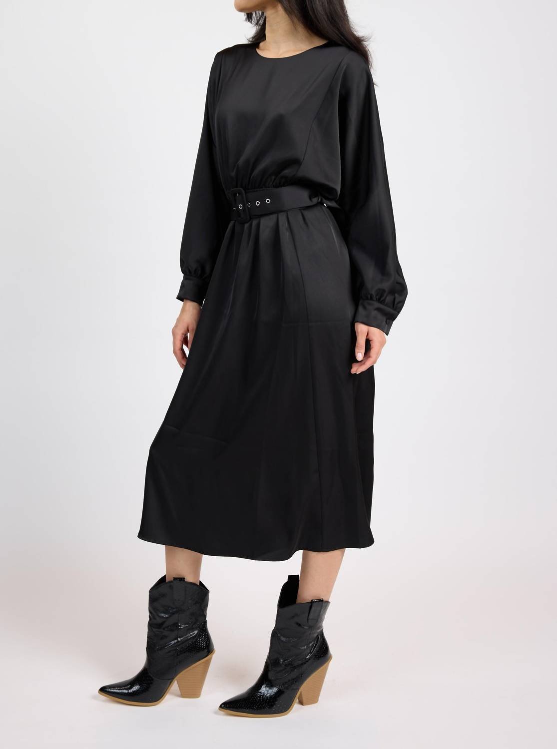 Sadie & Sage - Mood Boost Dolman Sleeve Belted Midi Dress - black - clothing - dresses