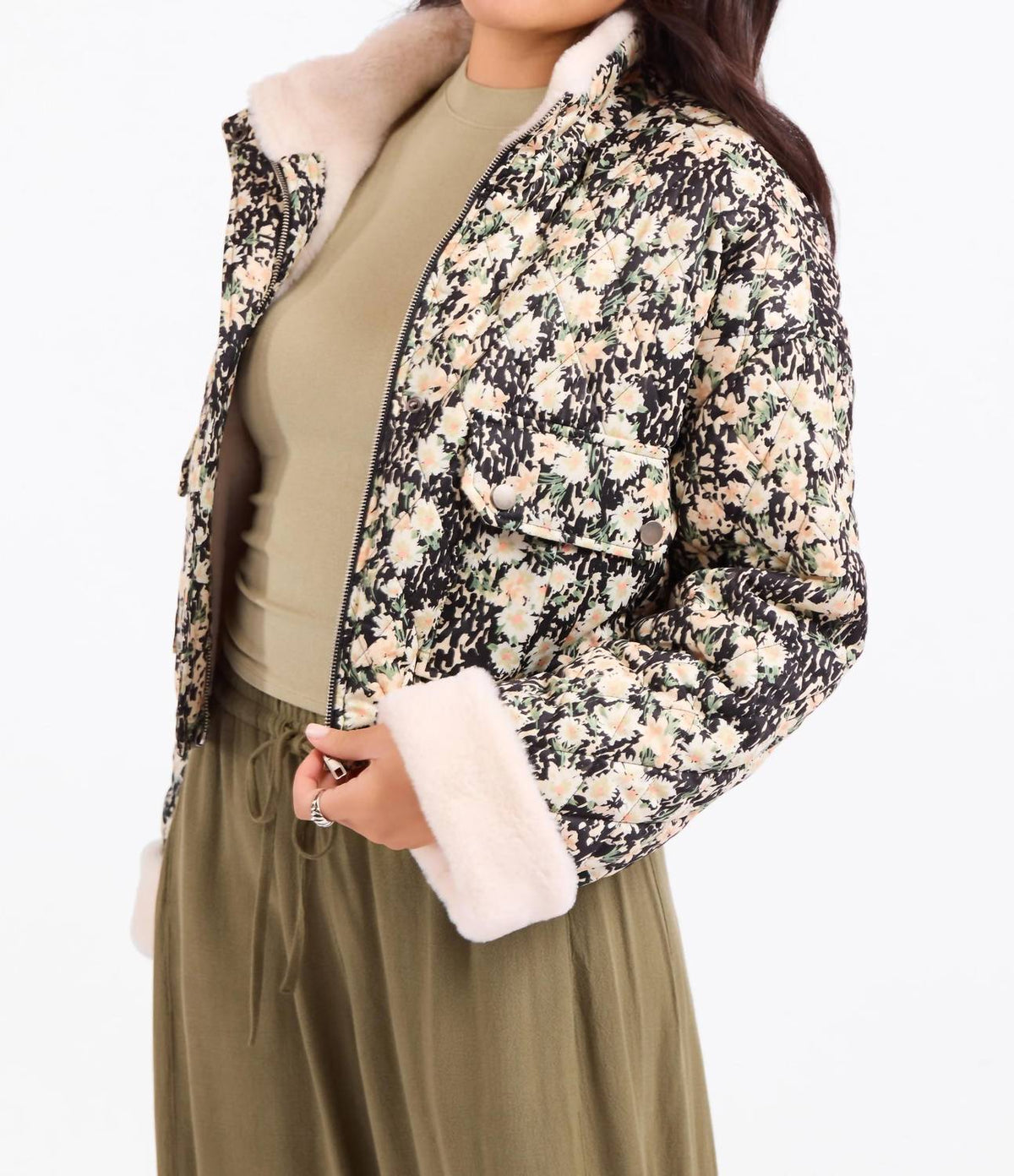 Sadie & Sage - Painted Fields Sherpa Lined Jacket