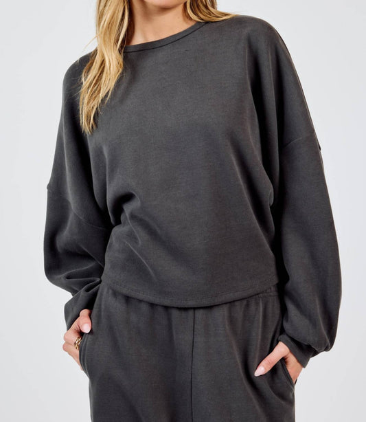 Sadie & Sage - Relaxed Stay Crewneck Knit Top - clothing - cotton - blend - grey