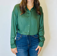 Sadie & Sage - Rory Front Button Long Sleeve Transitional Crop Top