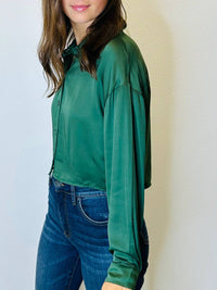 Sadie & Sage - Rory Front Button Long Sleeve Transitional Crop Top