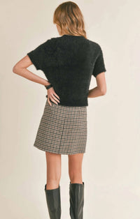 Sadie & Sage - Rudy Ribbed Short Sleeve Sweater - acrylic - black - clothing