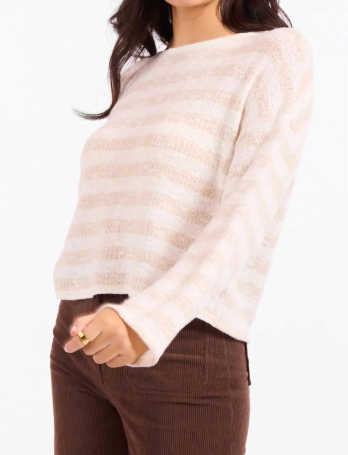 Sadie & Sage - Striped Brushed Crewneck Top